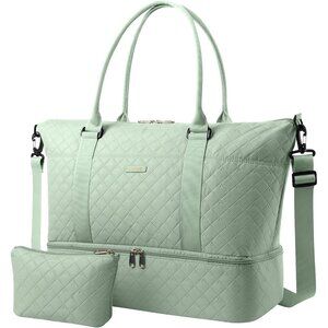 Women's Green Large Weekender Carry On Shoe Compartment Travel Duffel Bag